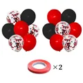 14-piece red and black latex balloon set with sequins and ribbon for party decor - Christmas Red Black Style
