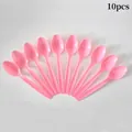 Lot de 10 cuillères en plastique rose vif pour fêtes d'anniversaire et desserts - Cuillère en plastique rose
