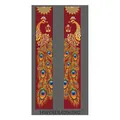 Detail of Diwali door banner with Ganesha motif, golden peacocks and mandala patterns - Dark Red Gold Peacock Ganesha Style (Diwali Couplet 002)