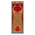 Detail of Diwali door banners with golden peacocks and Ganesha motifs on red polyester - Bright Red Gold Peacock Ganesha Style (Diwali Couplet 003)