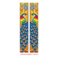 Close-up of Diwali peacock door banners with colorful Diya patterns and mandala details - Orange Yellow Colorful Peacock Style (Diwali Couplet 004)