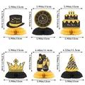 Lot de 6 centres de table alvéolés noir et or pour décoration de fête du Nouvel An - Décoration Alvéolée Nouvel An Style B (xn015)