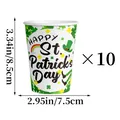 Dettaglio dei bicchieri di carta di San Patrizio con quadrifogli e misure indicate - Bicchiere di carta / Trifoglio glitterato verde