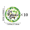Set di 10 piatti di carta per San Patrizio con trifogli verdi e decorazioni festive - Piatti di carta piccoli / Trifoglio glitterato verde