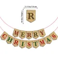 Bannière Vintage Joyeux Noël avec partitions musicales et lettres rouges vertes - Style Lettre Merry Christmas (HL032)