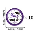 Set of 10 purple 7.01-inch Graduation party paper plates with You Did It text - Purple Graduation Theme Small Paper Plate