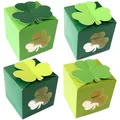 Lot de quatre boîtes cadeau trèfle vert pour la Saint-Patrick et les friandises - Série Trèfle Saint-Patrick