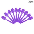 Set of 10 purple disposable plastic party spoons for 2024 graduation events - Purple Plastic Spoons / Purple