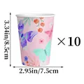 Lot de 10 gobelets en papier papillon pour décorations de fête d'anniversaire 2025 - Gobelet en Papier Papillon
