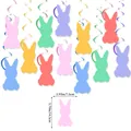 Detailed view of colorful Easter bunny hanging swirls with 5.7 inch height dimensions - Swirl Decorations