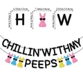 Easter banner with Chillin With My Peeps letters and colorful glitter bunny decorations - Glitter Rabbit Glasses Banner