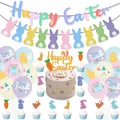 Easter party decoration set with bunny banner, macarons balloons and cupcake toppers - Easter Macaron Rabbit Decoration Set 4