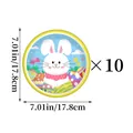 Close-up of Easter Bunny and eggs theme disposable paper party plates, 7 inch, 10 count - 7 Inch Easter Paper Plates