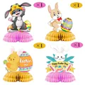4-piece Easter honeycomb centerpiece set with bunnies and colorful eggs for party decor - Easter Bunny Chick Egg Set