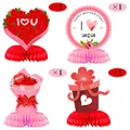 Set 4 decorazioni a nido d'ape per Festa della Mamma con cuori e fiori di carta - Tipo A (mq036)