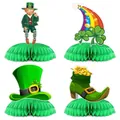 4-delige St. Patrick's Day tafeldecoratie set met Leprechaun, regenboog en klaver-honingraat - Ierse Honingraat Tafeldecoratie