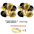 Close-up of 14pcs graduation balloons set with gold confetti and congrats latex prints - Graduation Balloons [pack Of 14]