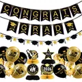 Set decorazioni festa di laurea 2026 nero e oro con striscioni, palloncini e nido d'ape - Combinazione Banner Laurea Spirali Palloncini e Nido d'Ape