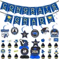 Set decorazioni laurea 2026 con striscioni, spirali e centrotavola a nido d'ape oro - Striscione di Laurea Spirali Stelle Decorazioni per Cupcake Centrotavola a Nido d'Ape
