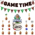 Complete American football party decorations set including banners and cake toppers - Banner And Toppers Collection