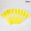 Set of 10 bright yellow plastic spoons for construction vehicle birthday party decor - Yellow Spoons
