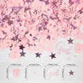 Set di coriandoli gender reveal con scritte rosa Girl e stelle per baby shower - Stile Bambina (Stelle/Pagliaccetto/Lettere Girl) / Rosa