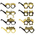 Set of eight 30th birthday party paper glasses with elegant black and gold glitter accents - 30th Birthday Glasses