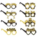 Set of 8 gold and black 40th birthday glitter paper glasses for party photo props - 40th Birthday Glasses