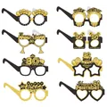 8-pack of black and gold 80th birthday party glasses props for photo booth decoration - 80th Birthday Glasses