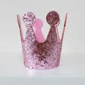 Detail of pink sequin crown party hat with shimmering texture for pets and kids - Pink Crown Hat