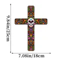 Day of the Dead decorative wall cross with floral sugar skull patterns, 9.84x7.08 inches - Style C Day Of The Dead Cross / 18*25cm