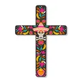 Decorazione da parete croce Giorno dei Morti con fiori colorati e teschio di zucchero - Stile D Croce Giorno Dei Morti