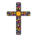 Dettaglio croce nera decorativa Giorno dei Morti con fiori colorati e maracas - Stile A Croce Giorno Dei Morti