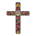 Dettagli della croce decorativa messicana Giorno dei Morti con motivo teschio colorato - Stile B Croce Giorno Dei Morti