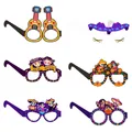 Set of 6 Day of the Dead party glasses with skulls, guitars, and marigolds designs - Day of the Dead Glasses Style B