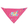 Pink dog birthday bandana featuring colorful happy birthday text and festive patterns - Rose Red Bandana