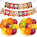 GIVE THANKS party decoration set with banners, maple leaf balloons and harvest colors - Thanksgiving Banner Balloon Kit B