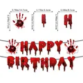 Set striscione Happy Birthday insanguinato con impronte di mani per feste Halloween - Striscione di Compleanno con Impronta Insanguinata