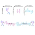 Pancarta de cumpleaños de sirena con degradado rosa y azul para decorar fiestas - Pancarta Happy Birthday Sirena