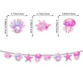 Decoraciones de fiesta de sirena irisadas con conchas y medusas con medidas detalladas - Guirnalda de Sirena Tema Océano