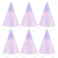 Pack de 6 gorros de fiesta sirena con escamas degradadas y bandas elásticas blancas - Gorros de Fiesta Escamas de Sirena