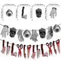 Halloween horror party bloody weapon and severed limb banner decoration with dimensions - Severed Hands Feet Bloody Knife Banner