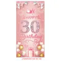 Close-up of pink and gold 30th birthday door banner with glitters and balloons - 180cm x 90cm / Pink (LTSRMF03051502-90-180)