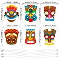 Set di 6 maschere colorate Hawaii Tiki per feste con cordini elastici per cosplay - Maschera Tiki Hawaiana Stile A