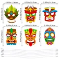 Set di 6 maschere da festa Hawaii Tiki con elastici e dimensioni dettagliate incluse - Maschera Tiki Hawaiana Stile B