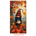 Detail of Hello Fall polyester banner featuring a cute gnome and colorful maple leaves - Nordic Gnome Style (感恩节竖海报08)