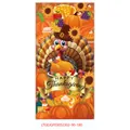 Detailed view of Happy Thanksgiving door banner with cartoon turkey and autumn harvest elements - Turkey Serving Roast Turkey Style (Thanksgiving Poster 15)