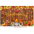 Detail of Thanksgiving backdrop with festive gnomes, pumpkins and warm string lights - Gnome Turkey Wood Grain (Poster 26)