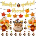 Set de fiesta de Acción de Gracias con pancartas brillantes, adornos de tarta y globos - Surtido de Decoración Cuatro