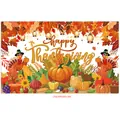 Happy Thanksgiving harvest backdrop with turkey, pumpkin and maple leaves for party decor - Warm Orange Pumpkin Turkey (Poster 20)